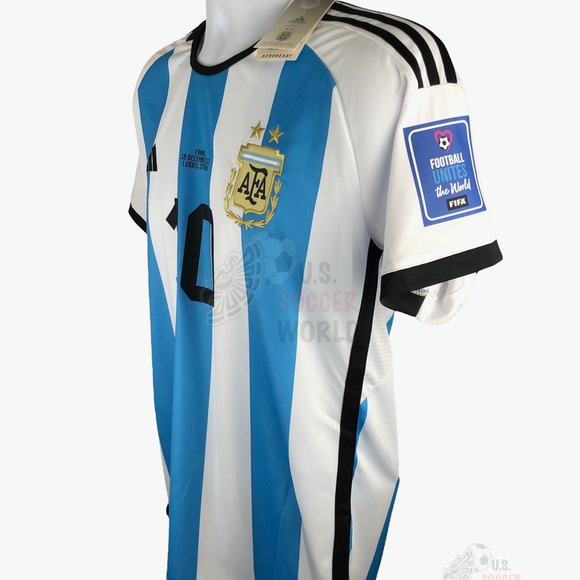 NEW 🔥 World Cup FINAL 🔥 QATAR 2022 Argentina Messi #10 Home Mens Soccer Jersey - Picture 8 of 15